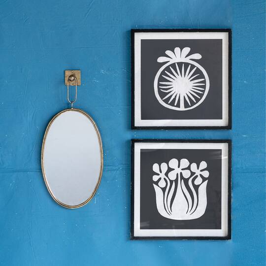 Hello Honey® Antique Gold Oval Metal Wall Mirror with Bracket